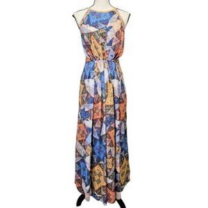 Anthropologie Ranna Gill Condesa Maxi Dress XS Vibrant Bohemian Print Resort Sea